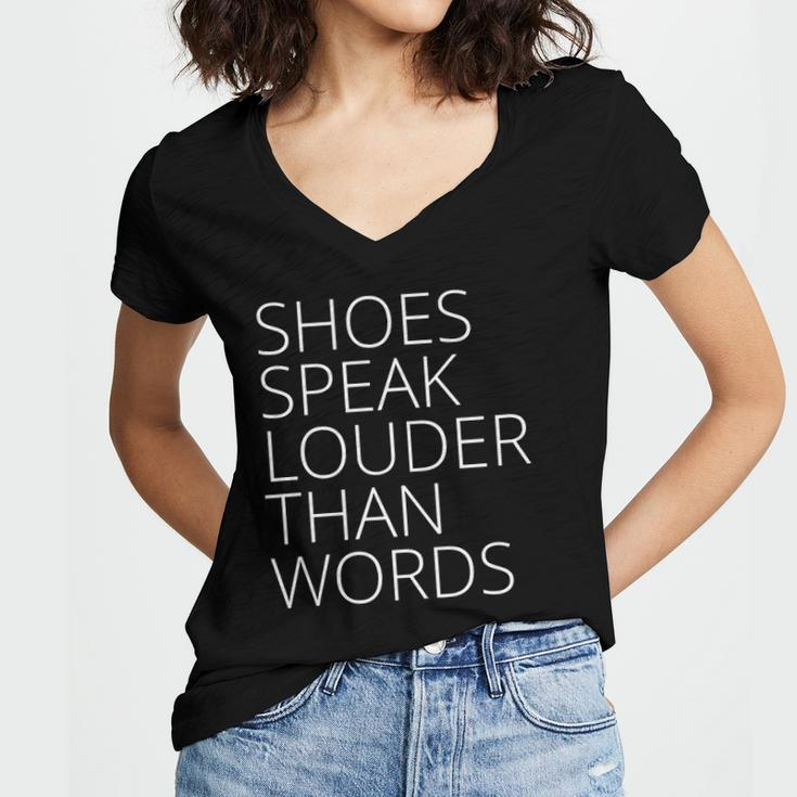 Womens Shoes Speak Louder Than Words Women's Jersey Short Sleeve Deep V-Neck Tshirt