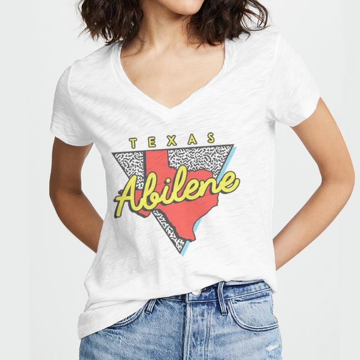 Abilene Texas Retro Triangle Tx City Women's Jersey Short Sleeve Deep V-Neck Tshirt