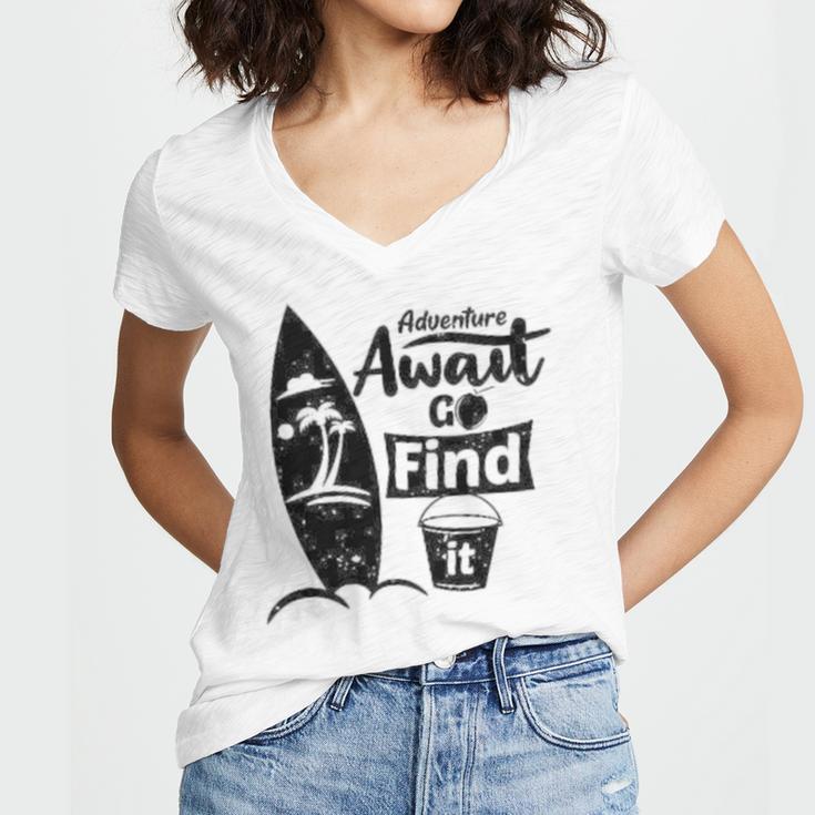 Adventure Await Go Find Itsummer Shirt Travel Tee Adventure Shirts Action Shirt Funny Tees Graphic Tees Women's Jersey Short Sleeve Deep V-Neck Tshirt