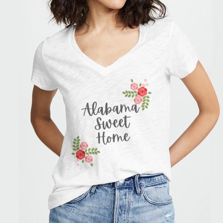 Alabama Sweet Home Sweet Home Women's Jersey Short Sleeve Deep V-Neck Tshirt