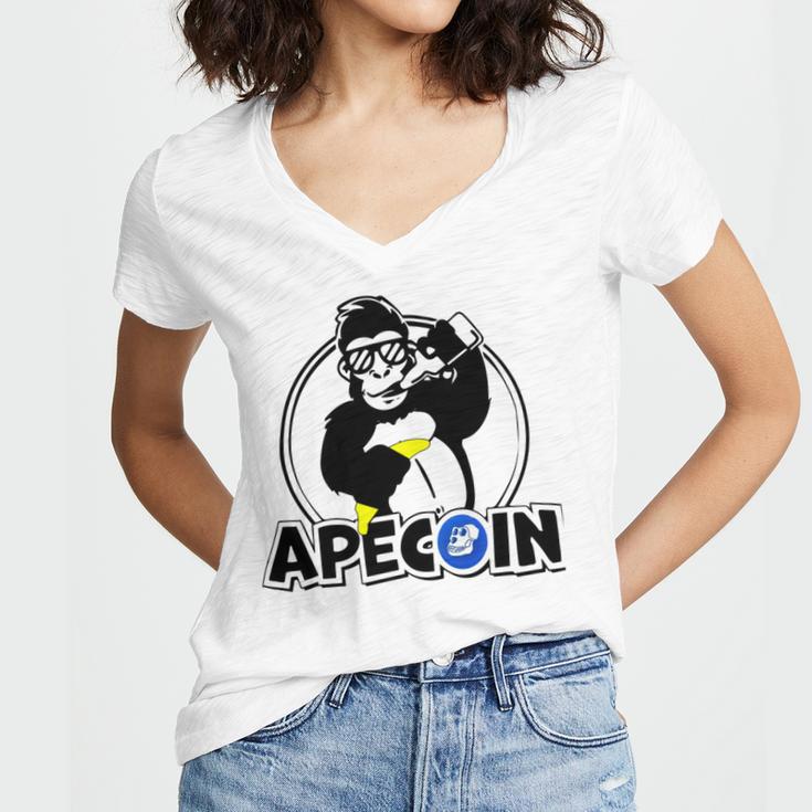 Apecoin Funny Women's Jersey Short Sleeve Deep V-Neck Tshirt