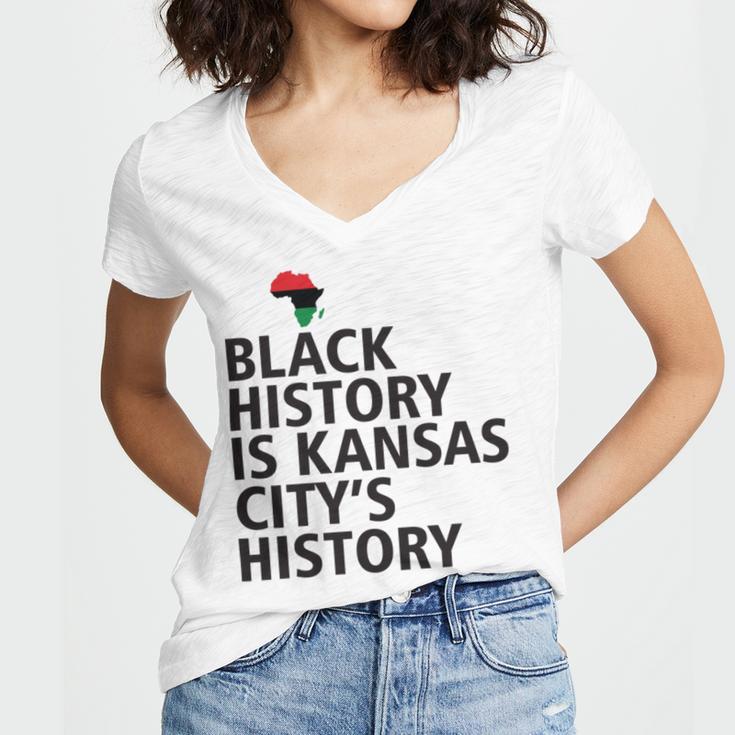 Black History Is Kansas Citys History Women's Jersey Short Sleeve Deep V-Neck Tshirt