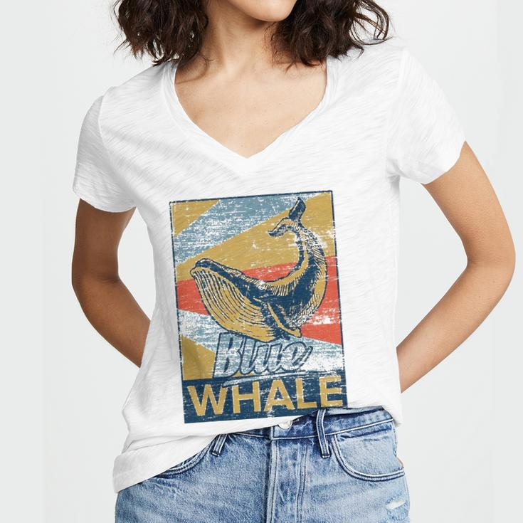 Blue Whale Animal Sea Zookeeper Gift Idea Women's Jersey Short Sleeve Deep V-Neck Tshirt