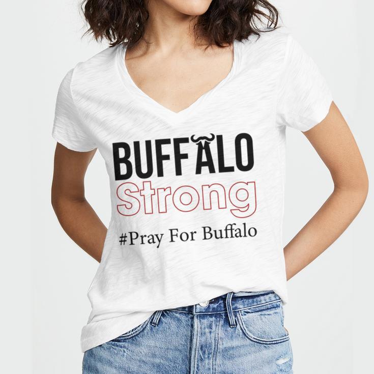 Buffalo Strong Pray For Buffalo Women's Jersey Short Sleeve Deep V-Neck Tshirt