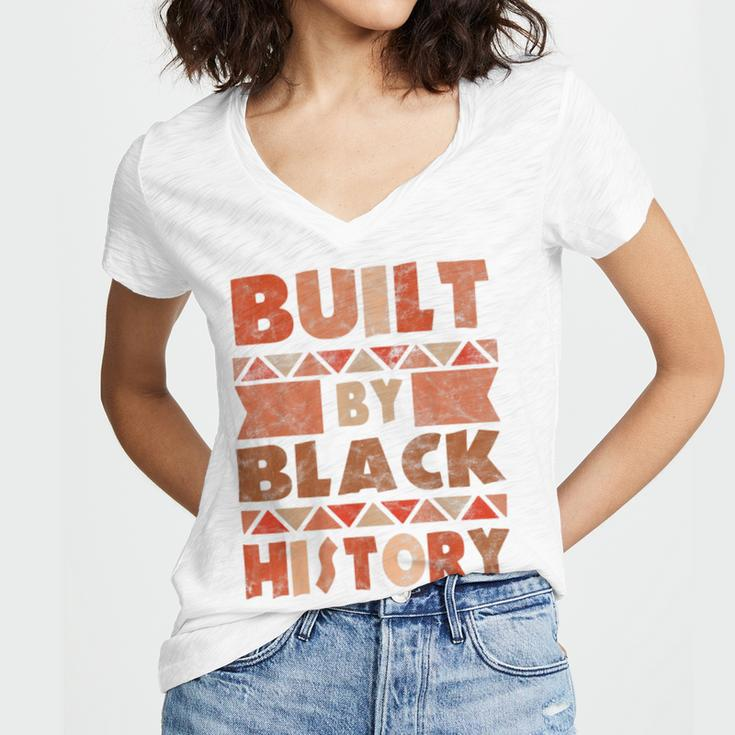 Built By Black History African American Pride Women's Jersey Short Sleeve Deep V-Neck Tshirt