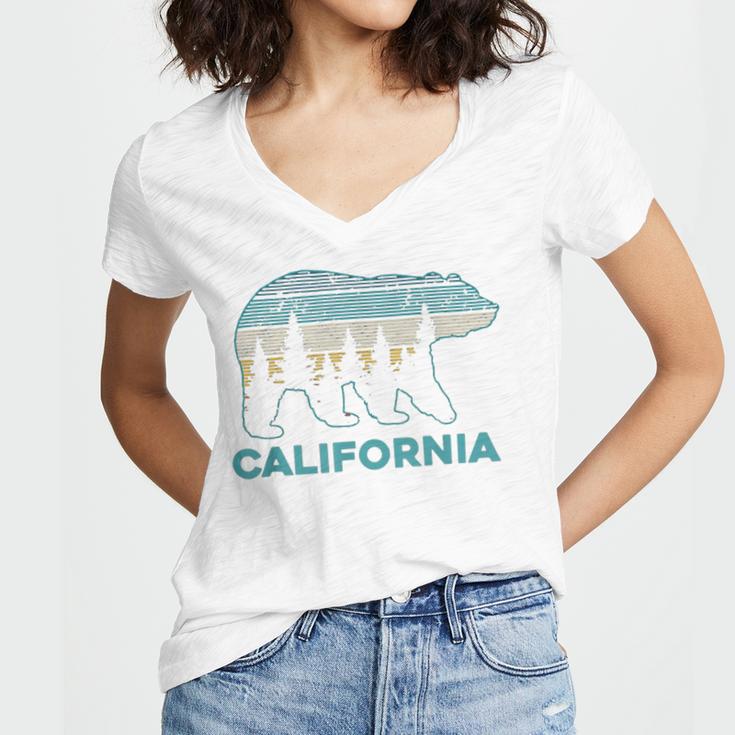 California Bear Vintage Retro Nature Hiking Souvenir 465 Trending Shirt Women's Jersey Short Sleeve Deep V-Neck Tshirt