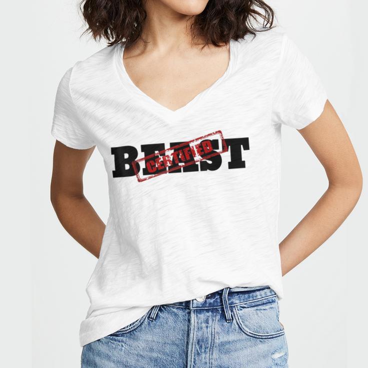 Certified Beast Athletic Workout Fitness 486 Trending Shirt Women's Jersey Short Sleeve Deep V-Neck Tshirt