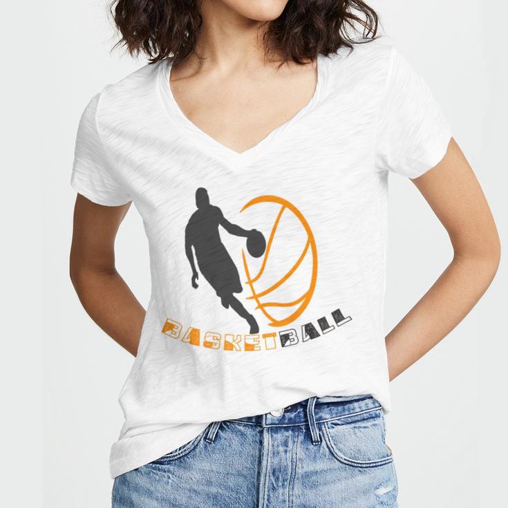 Funny Basketball Gift For Basketball Lovers Women's Jersey Short Sleeve Deep V-Neck Tshirt