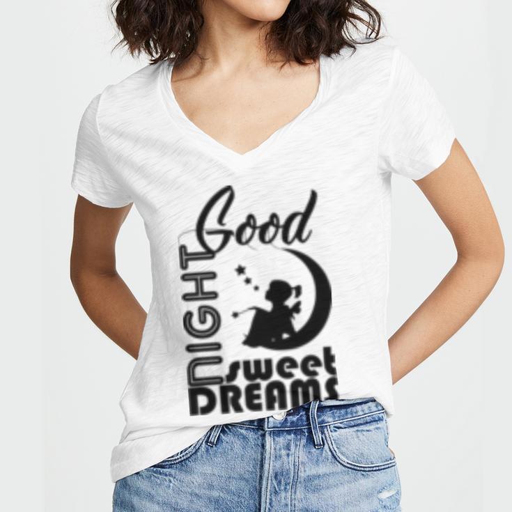 Good Night Sweet Dreams Women's Jersey Short Sleeve Deep V-Neck Tshirt