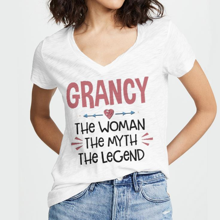 Grancy Grandma Gift Grancy The Woman The Myth The Legend Women's Jersey Short Sleeve Deep V-Neck Tshirt