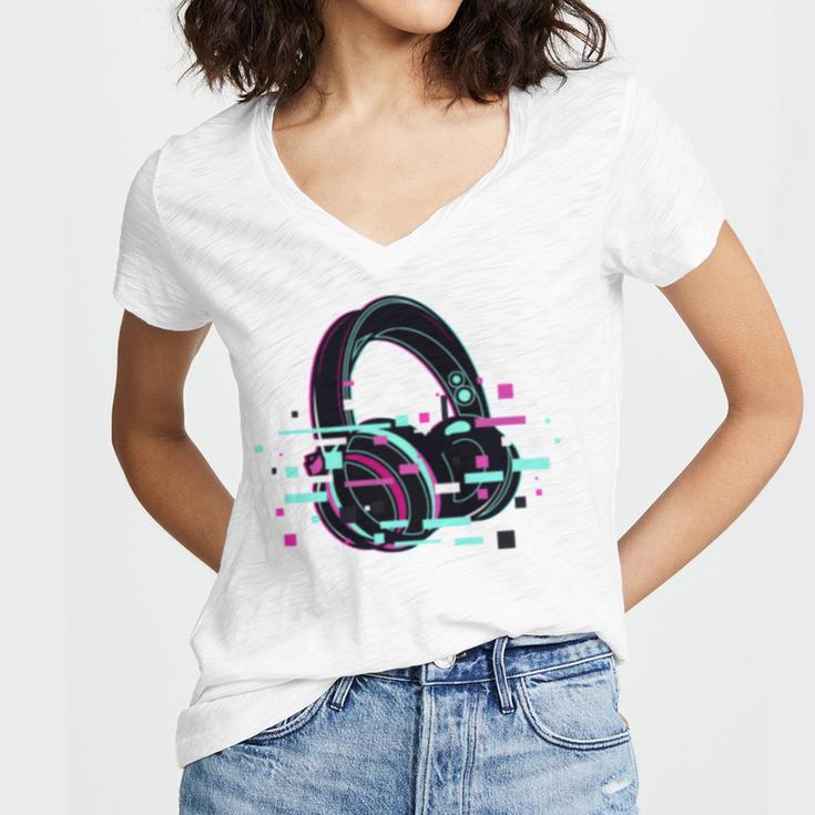 Headset Lover V2 Women's Jersey Short Sleeve Deep V-Neck Tshirt