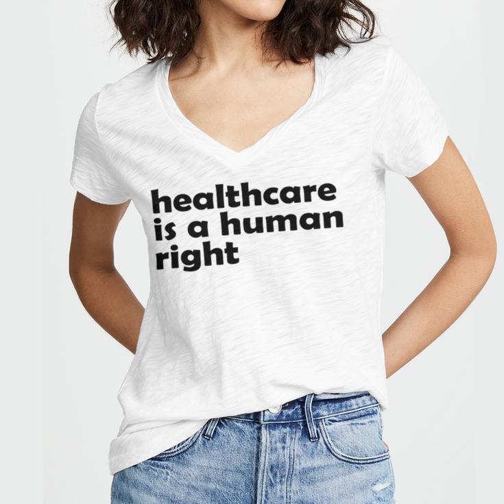 Healthcare Is A Human Right Women's Jersey Short Sleeve Deep V-Neck Tshirt