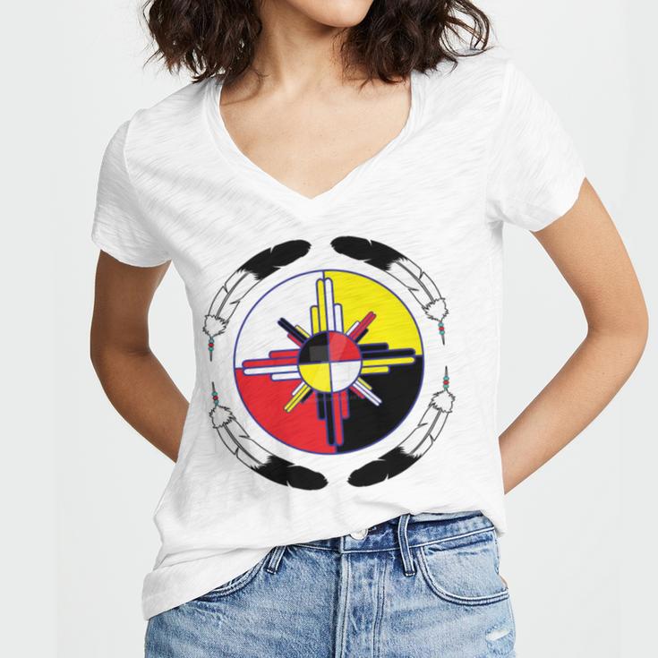 Huchnon Native American Tribe V4 Women's Jersey Short Sleeve Deep V-Neck Tshirt