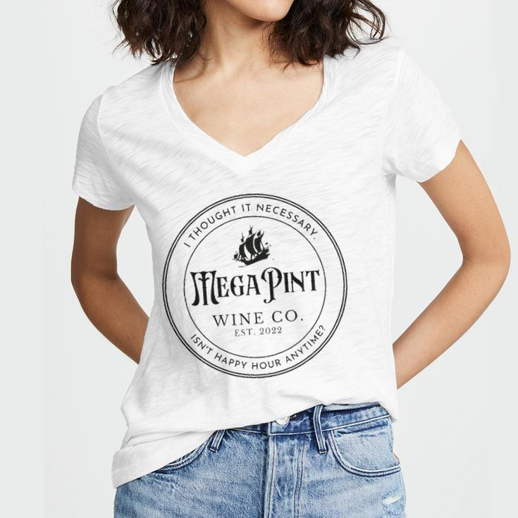 I Thought It Necessary A Mega Pint Of Wine Women's Jersey Short Sleeve Deep V-Neck Tshirt