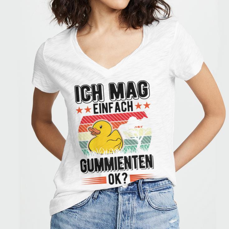 Ich Mag Einfach Gummienten Badeente Women's Jersey Short Sleeve Deep V-Neck Tshirt