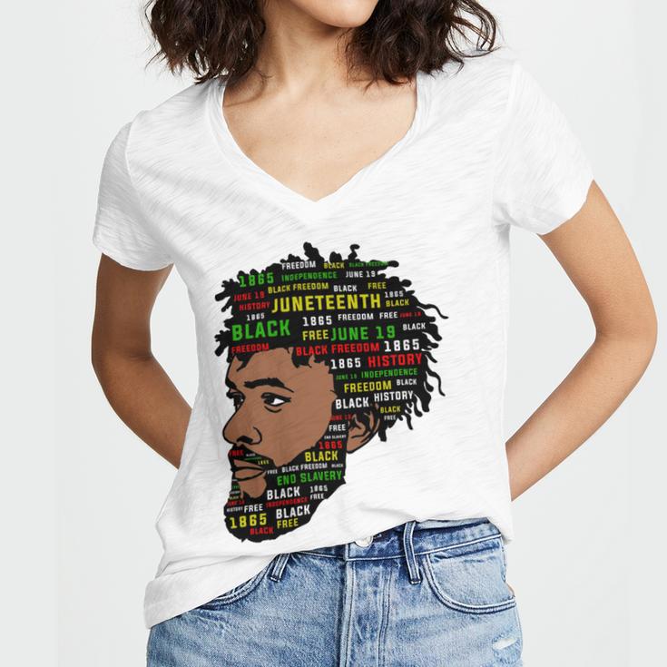 Juneteenth Free 1865 Tshirt Women's Jersey Short Sleeve Deep V-Neck Tshirt