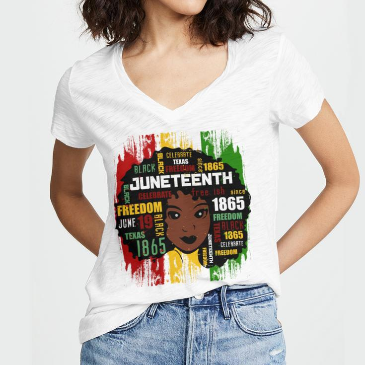 Juneteenth Girl Shirt Women's Jersey Short Sleeve Deep V-Neck Tshirt