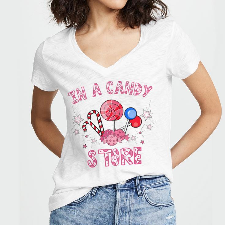 Kid In A Candy Store 35 Trending Shirt Women's Jersey Short Sleeve Deep V-Neck Tshirt