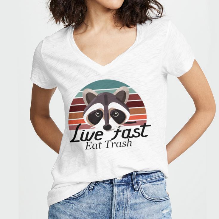 Live Fast Eat Trash 790 Shirt Women's Jersey Short Sleeve Deep V-Neck Tshirt