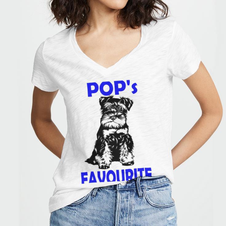 Miniature Schnauzer At Home Pops Favourite Multi Tasking Dog Women's Jersey Short Sleeve Deep V-Neck Tshirt