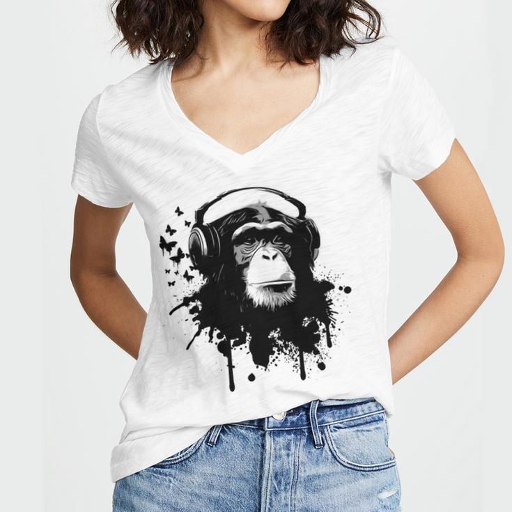 Monkey Business Women's Jersey Short Sleeve Deep V-Neck Tshirt