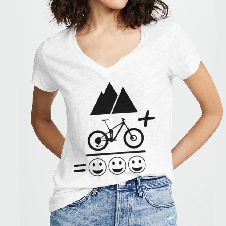 Mountain Biking Funny - Mountain Bike Happiness 194 Shirt Women's Jersey Short Sleeve Deep V-Neck Tshirt