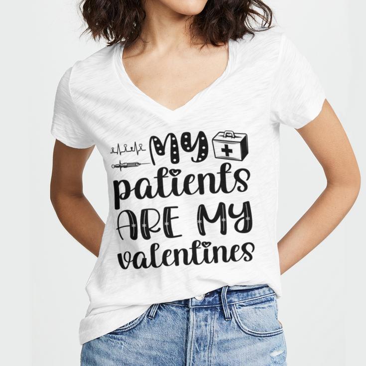 My Patients Are My Valentines 141 Trending Shirt Women's Jersey Short Sleeve Deep V-Neck Tshirt