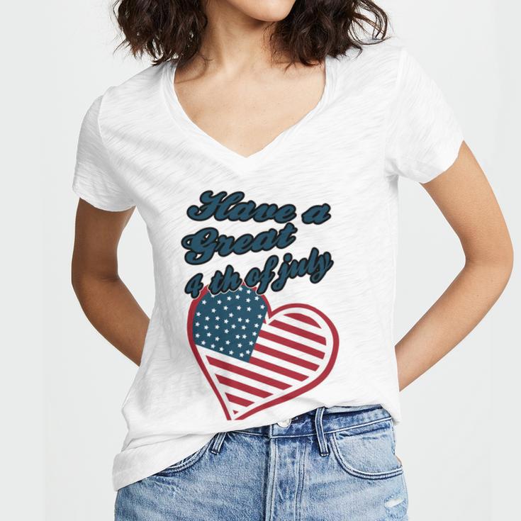 Official Have A Great 4Th Of July Women's Jersey Short Sleeve Deep V-Neck Tshirt