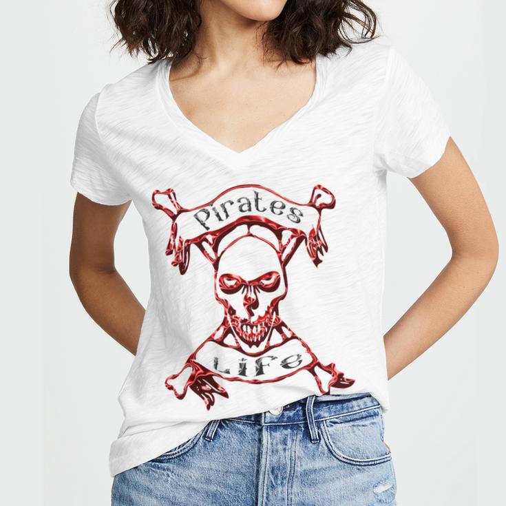 Pirates Life Talk Like A Pirate Day Women's Jersey Short Sleeve Deep V-Neck Tshirt