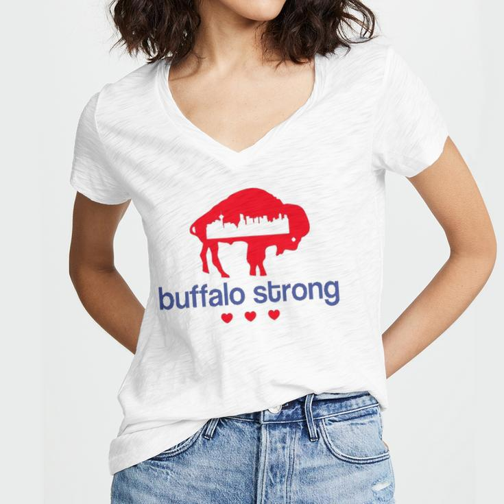 Pray For Buffalo City Of Good Neighbors Buffalo Strong Women's Jersey Short Sleeve Deep V-Neck Tshirt