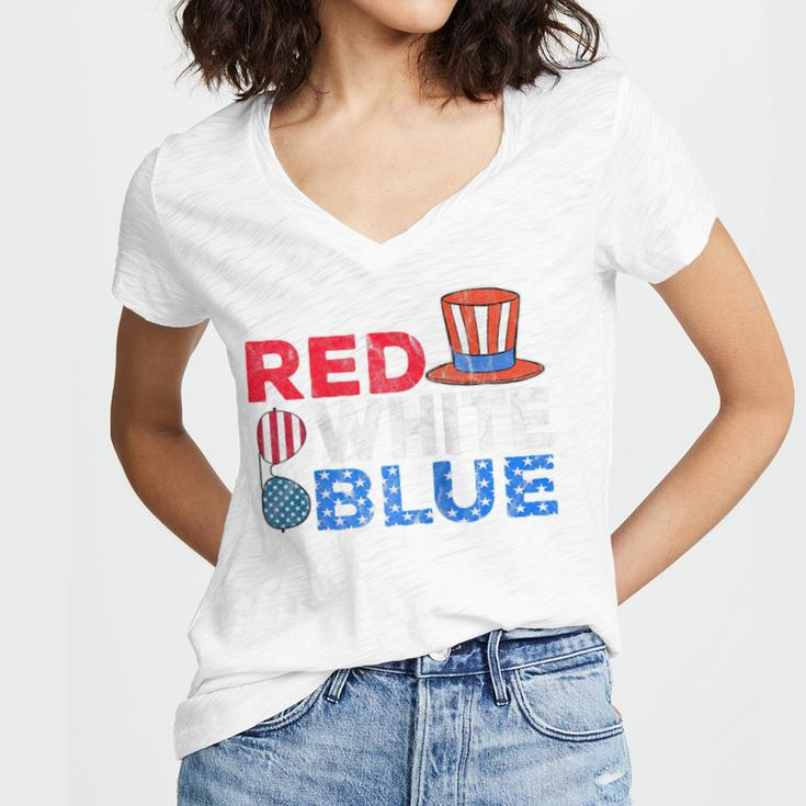 Red White Blue American Flag 4Th Of July Funny Gift Mom Dad Women's Jersey Short Sleeve Deep V-Neck Tshirt