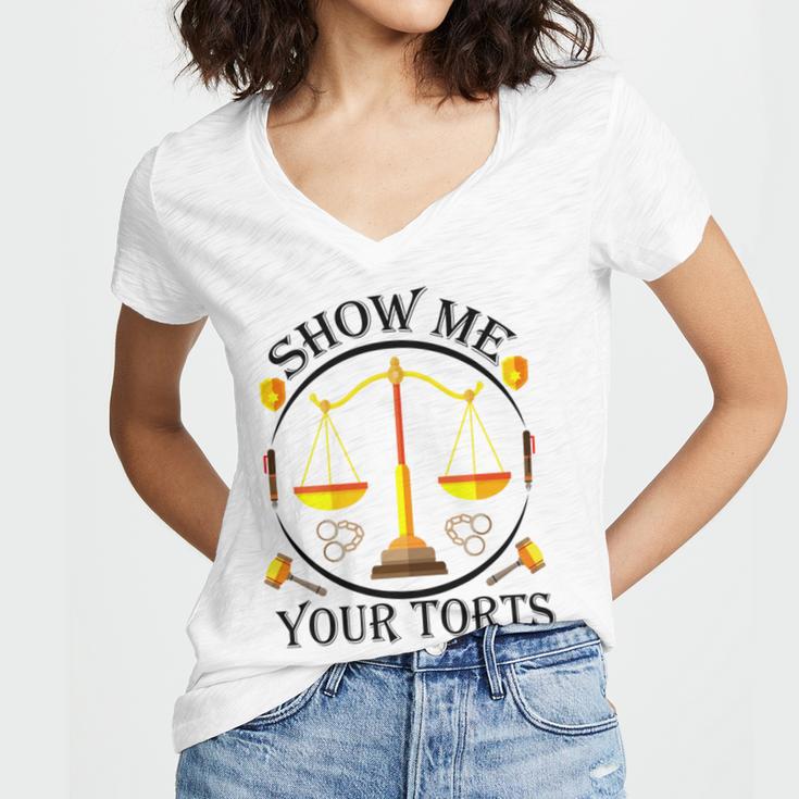 Show Me Your Torts Women's Jersey Short Sleeve Deep V-Neck Tshirt