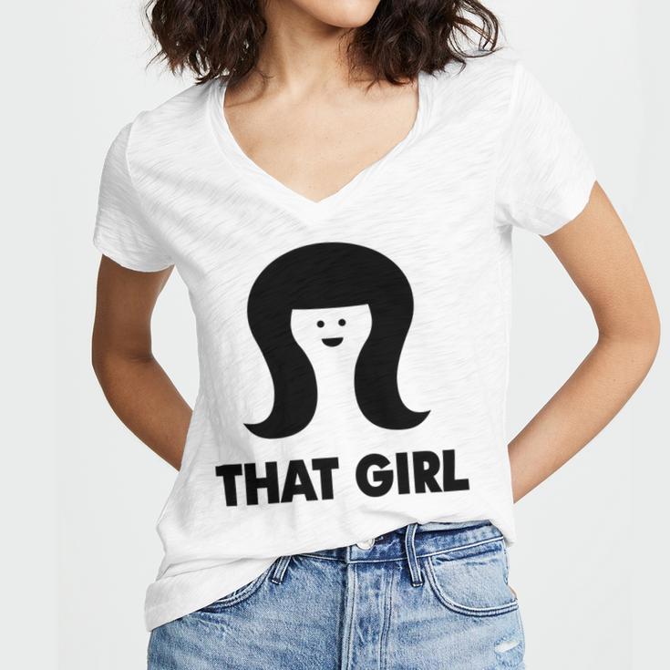 That Girl Women's Jersey Short Sleeve Deep V-Neck Tshirt