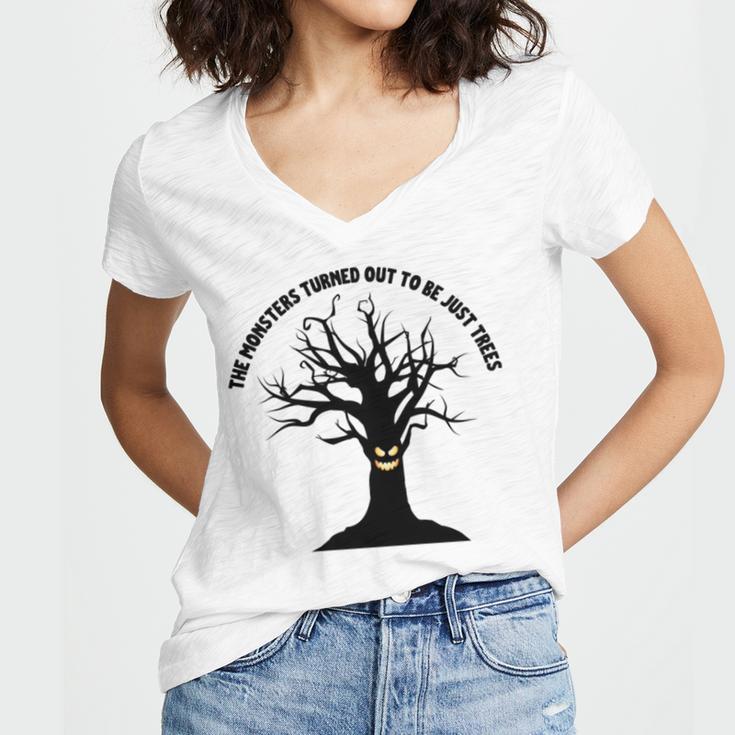 The Monsters Turned Out To Be Just Trees Women's Jersey Short Sleeve Deep V-Neck Tshirt