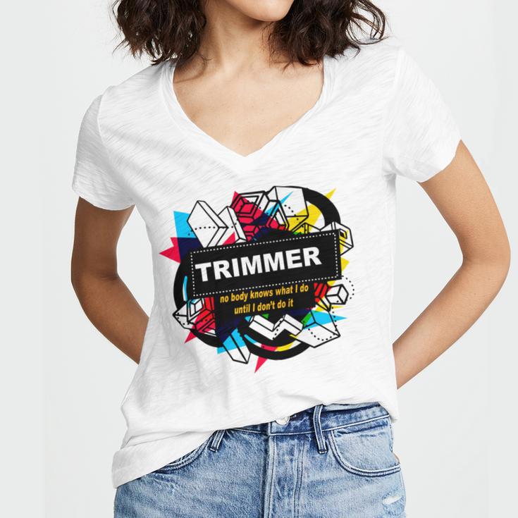 Trimmer Women's Jersey Short Sleeve Deep V-Neck Tshirt