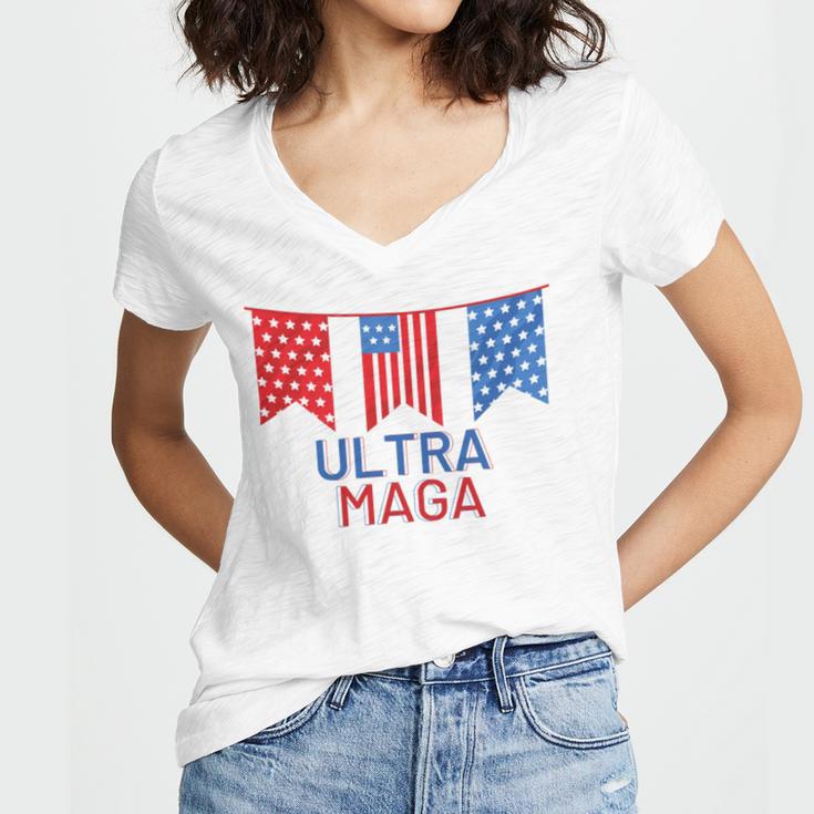 Ultra Maga And Proud Of It V13 Women's Jersey Short Sleeve Deep V-Neck Tshirt