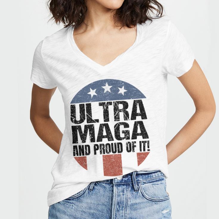 Ultra Maga And Proud Of It V19 Women's Jersey Short Sleeve Deep V-Neck Tshirt