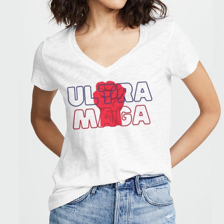 Ultra Maga V27 Women's Jersey Short Sleeve Deep V-Neck Tshirt