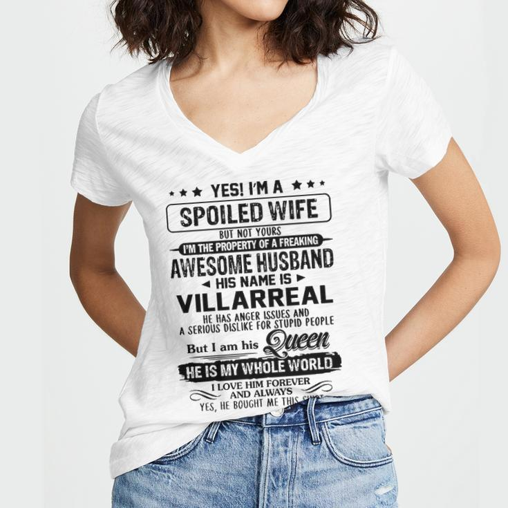 Villarreal Name Gift Spoiled Wife Of Villarreal Women's Jersey Short Sleeve Deep V-Neck Tshirt