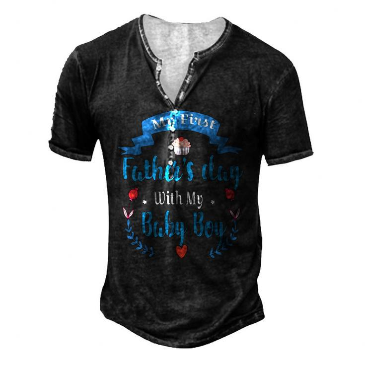 Mens My 1St Fathers Day Baby Boy Outfit New Daddy First Time Dad Men's Henley T-Shirt