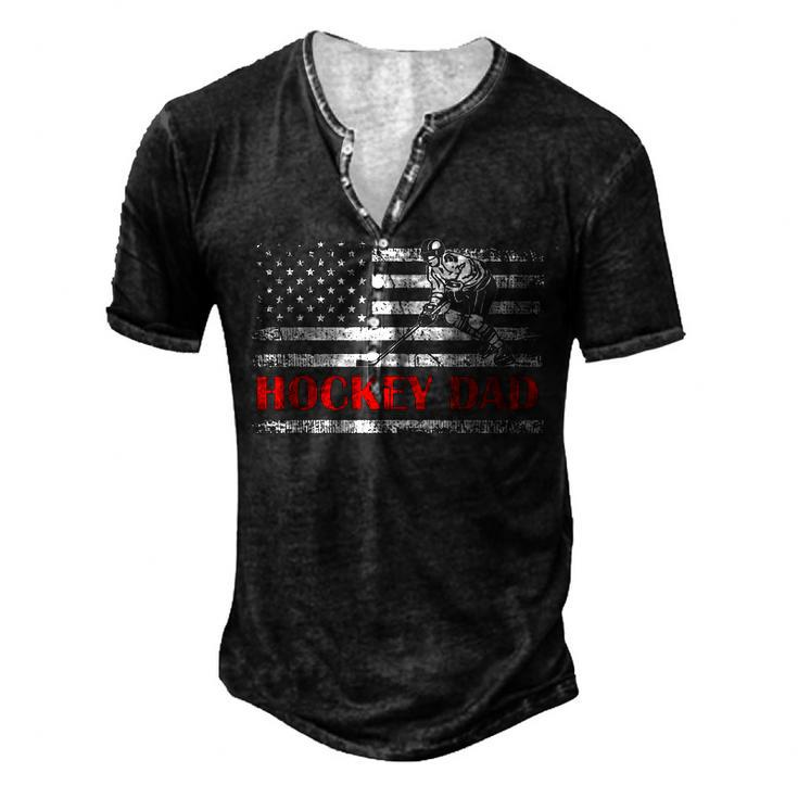 4Th Of July Us Flag Hockey Dad For Fathers Day Men's Henley T-Shirt