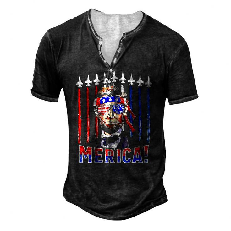 Abraham Lincoln 4Th Of July Merica Patriotic American Flag Men's Henley T-Shirt