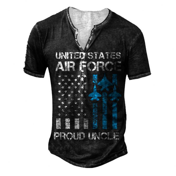 Air Force Us Veteran Proud Air Force Uncle 4Th Of July Men's Henley T-Shirt