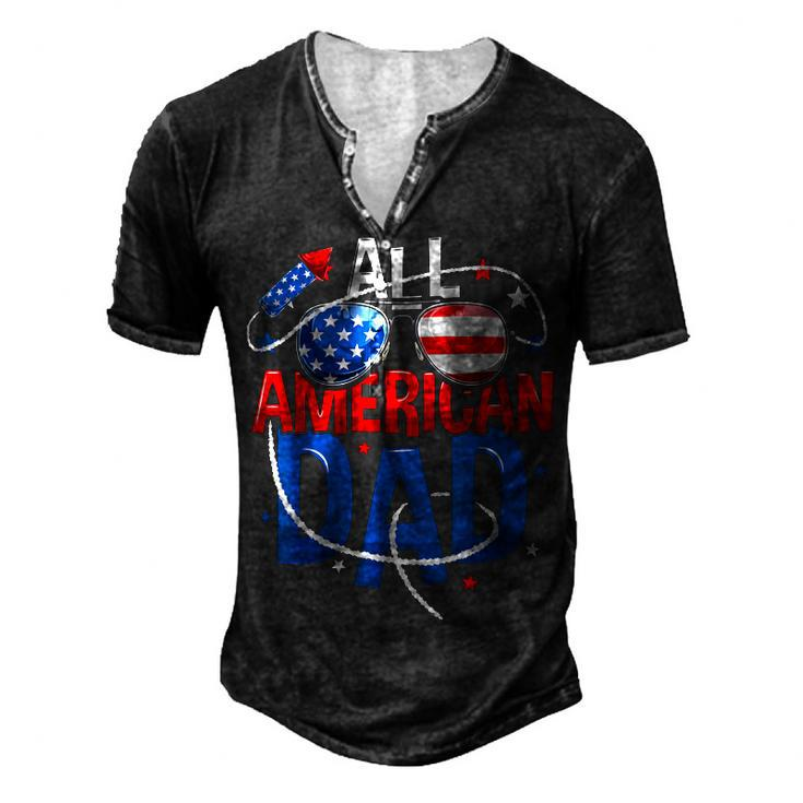 Mens All American Dad 4Th Of July Fathers Day Men Matching Family Men's Henley T-Shirt