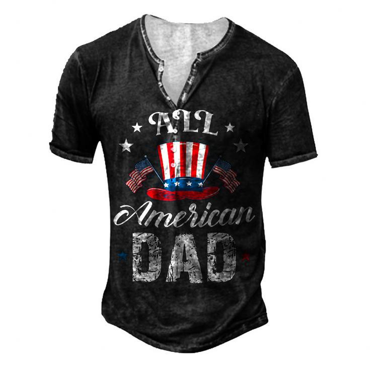 All American Dad 4Th Of July Patriot Hat With American Flag Men's Henley T-Shirt