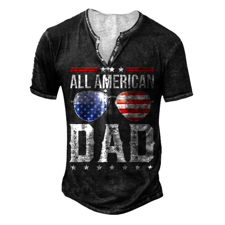 All American Dad 4Th Of July Us Patriotic Pride V2 Men's Henley T-Shirt