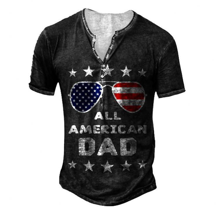 All American Dad Fathers Day 4Th Of July American Pride Men's Henley T-Shirt