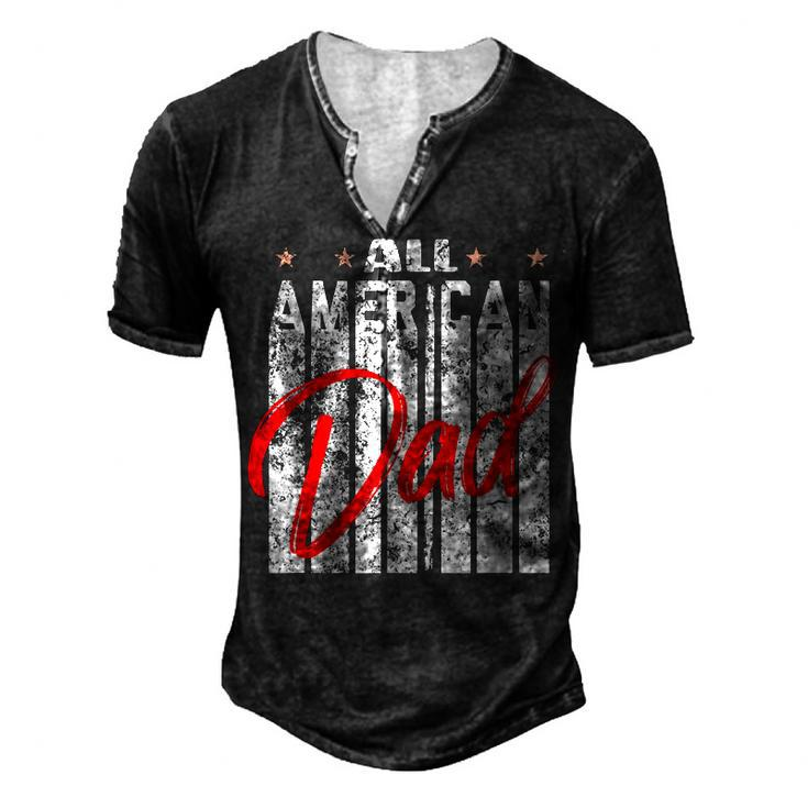All American Dad Retro 4Th Of July Cool & Melanin Art Men's Henley T-Shirt