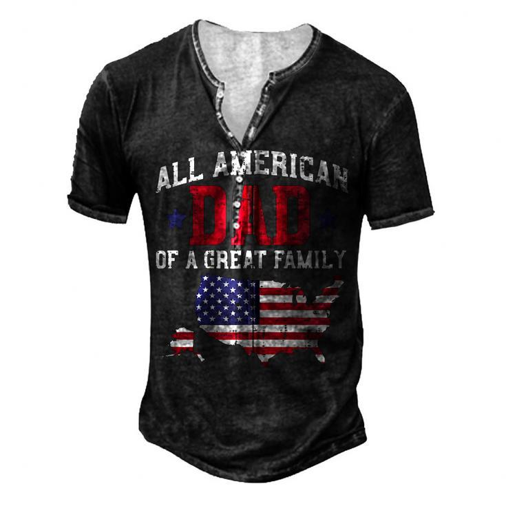 All American Dad Usa Flag 4Th Of July Fourth Patriot Men Zip Men's Henley T-Shirt
