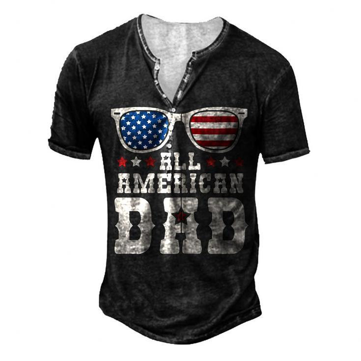 All American Dad Usa Flag Fathers 4Th Of July Day Zip Men's Henley T-Shirt